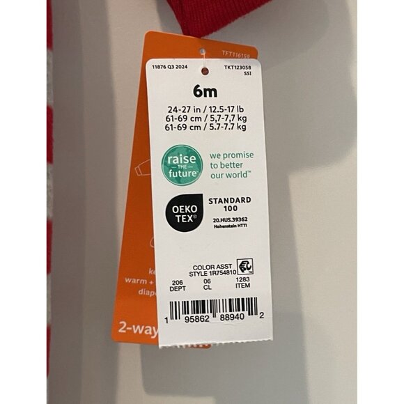 Carter’s Christmas Reindeer Striped Sleeper Pajamas – Gray/Red – 6M Toddler - Picture 7 of 7